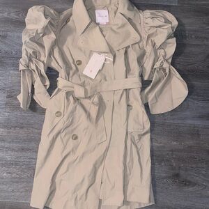 Simone Rocha Tan Trench Coat with Dramatic Sleeves